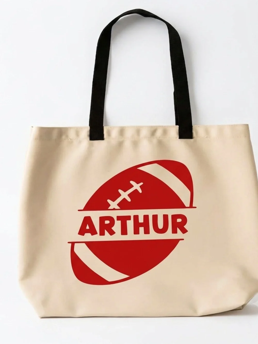 Personalized Red Football Tote Bag - boys Canvas Shoulder Bag
